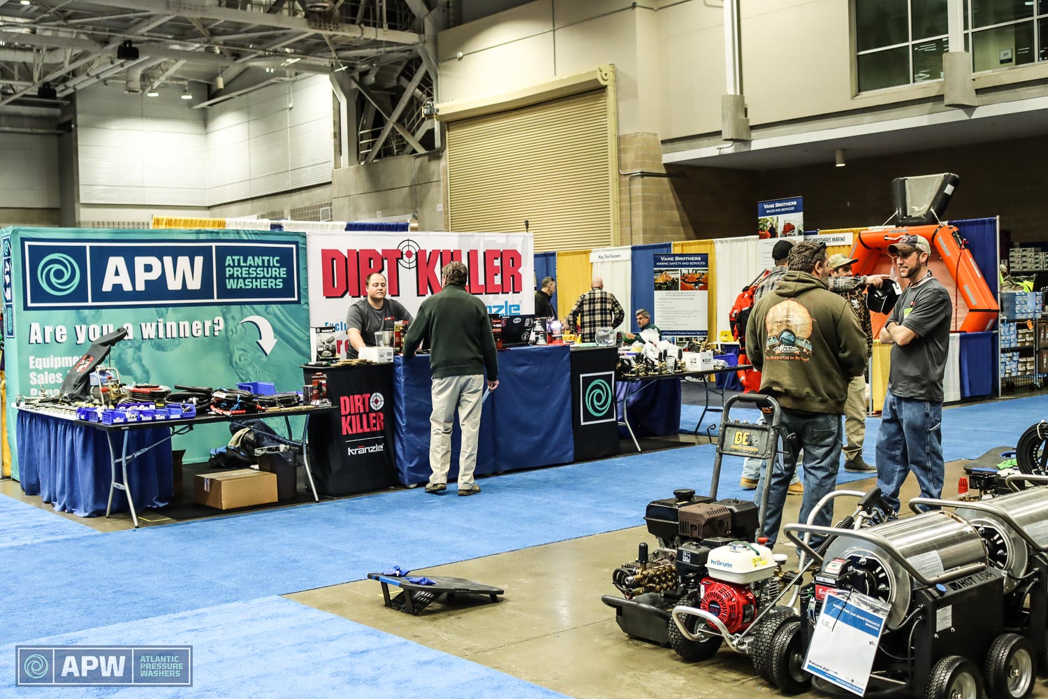 MD Watermen's Tradeshow - booth - pressure washers and people