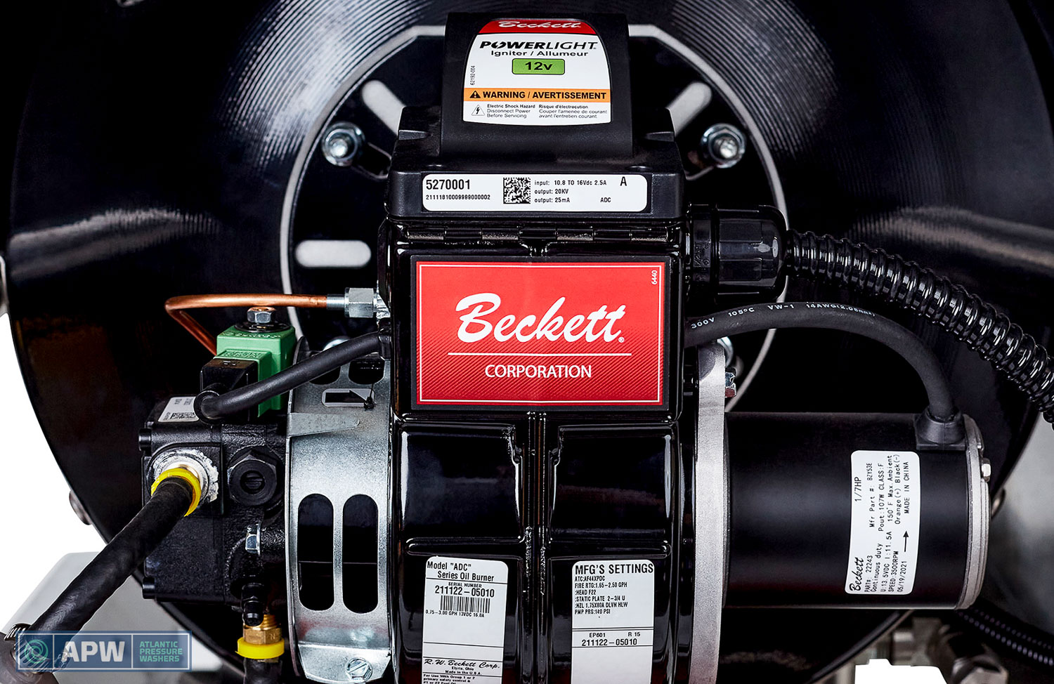 Beckett burner for hot water pressure washer